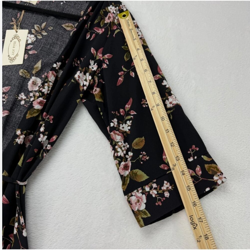 Mia Joy Joyfolie Kathleen Black Floral Duster Long Top‎ Festival Boho Feminine - Picture 15 of 15